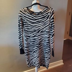 DVF black and gold zebra print sweater dress